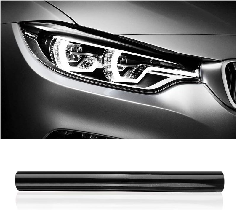 wedfish 12 X 48inch Car Light Tint Film, Cuttable&Stretchability Car Headlight Taillight Fog Light Vivid Vinyl Wrap Protector,Non-Marking Self-Adhesive Decals Car Decor (Matte Black) - Image 1